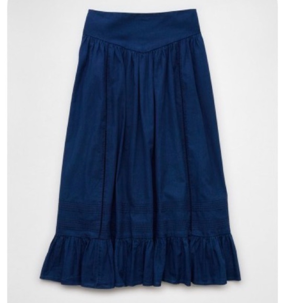 American Eagle Outfitters Navy Maxi Skirt with Ruffle Hem
